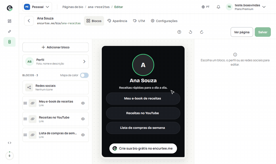 Aba Aparência: trocando o tema, o tipo de fundo e o formato dos botões
