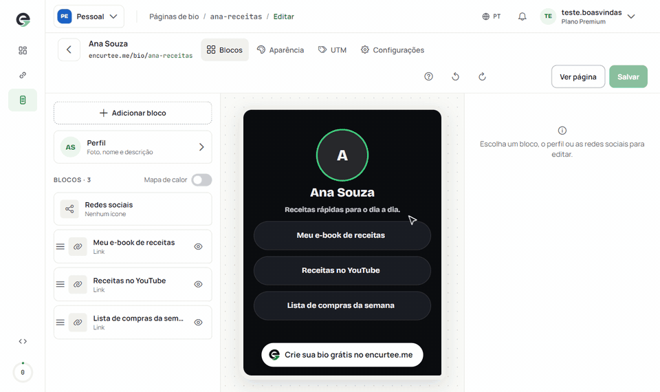 Aba UTM: preenchendo a campanha e copiando o link do Instagram